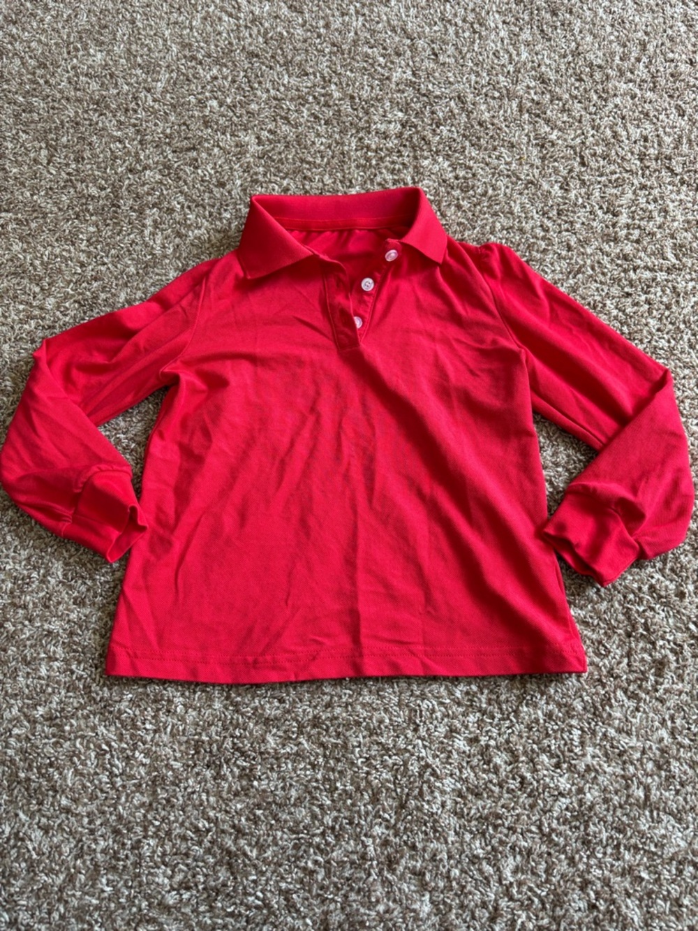 Girls' Long-Sleeve Red Polo Top